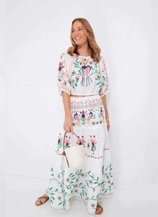 FARM Rio Dresses & Skirts - NWT Farm Rio Summer Garden Embroidered Maxi Skirt Size Large
